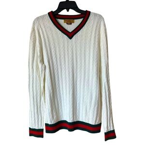 Prestige Original Men's White Cable Knit Sweater size L
